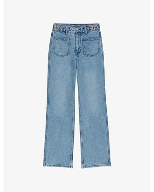 Maje Straight-Leg Faded-Wash Denim Jeans - Blue