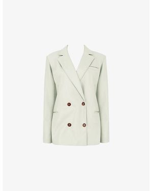 Mistress Rocks Strictly Business Oversized Faux-Leather Blazer - White