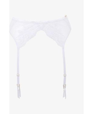 Bluebella Marseille Semi-Sheer Stretch-Mesh Suspender - White