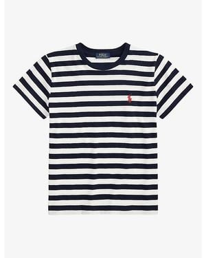 Polo Ralph Lauren Stripe-Print Cotton-Jersey T-Shirt - Blue