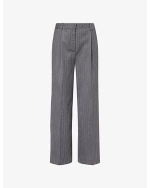 Anine Bing Trent Pinstripe Wool Trousers - Grey