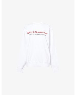 Sporty & Rich Duty Run Club Crewneck Cotton Sweatshirt - White
