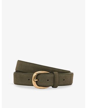 Reiss Pierce Curved-Buckle Suede Belt - Green