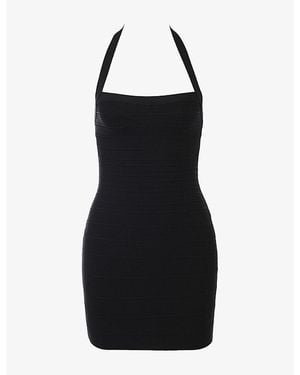 House Of Cb The Silhouette Halterneck Woven Mini Dress - Black