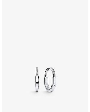 Tiffany & Co. Tiffany Lock Medium 18Ct- And 0.19Ct Diamond Hoop Earrings - White