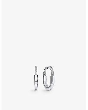 Tiffany & Co. Tiffany Lock Medium 18Ct- And 0.19Ct Diamond Hoop Earrings - White