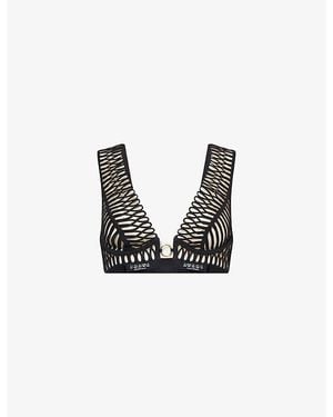 LIVY Jazz Embroidered Stretch-Tulle Plunge Bra - Black