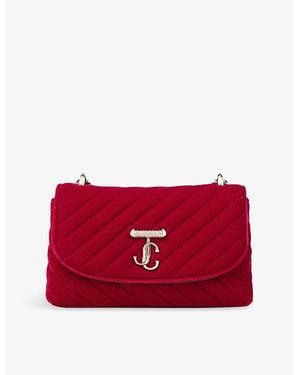 Jimmy Choo Curve Quilted Velvet Small Crossbody Bag - Red