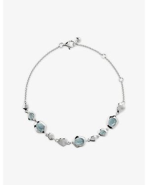 Monica Vinader Odyssey Gemstone Pebbled Sterling- And Aquamarine Chain Bracelet - Metallic