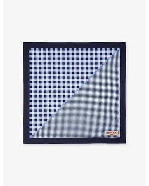 Jimmy Choo Sula Gingham Mixed Print Cotton Bandana - Blue