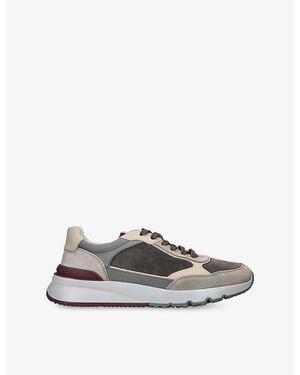 Brunello Cucinelli Contrast-Panel Suede Sneakers - White