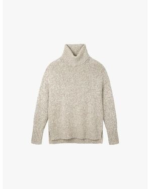 The White Company The Company Roll-Neck Oversized-Fit Wool-Blend Knitted Jumper - White