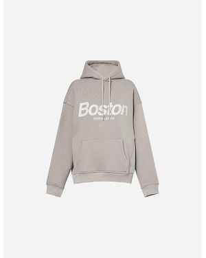 Sisters & Seekers Boston Logo-Print Cotton-Blend Jersey Hoody - Grey