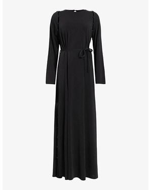 AllSaints Susannah Removable-Sleeve Stretch-Woven Maxi Dress - Black