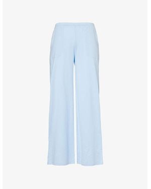 Skin Christine Mid-Rise Wide-Leg Organic-Cotton Pyjama Trousers - Blue