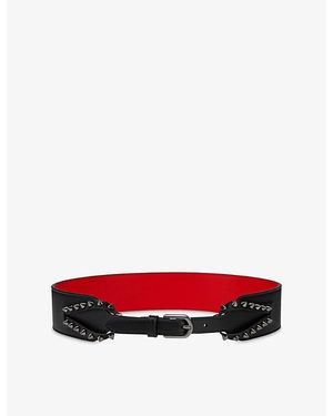 Christian Louboutin Cabata Spike Leather Belt - Red