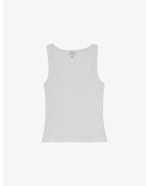 Reiss Riva Square-Neck Ribbed Stretch-Cotton Vest - White