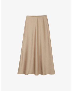 The White Company Bias-Cut Elasticated-Waist Satin Midi Skirt - Natural