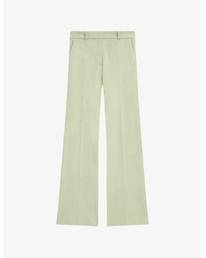 JOSEPH Tafira Flared-Leg Stretch-Woven Trousers - Green