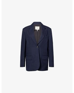ME+EM Icon Single-Breasted Oversized Linen And Cotton-Blend Blazer - Blue