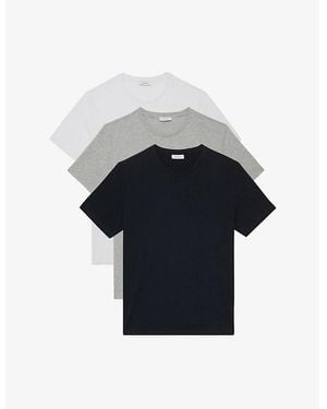 Reiss Bless Pack-Of-Three Cotton T-Shirts - Blue