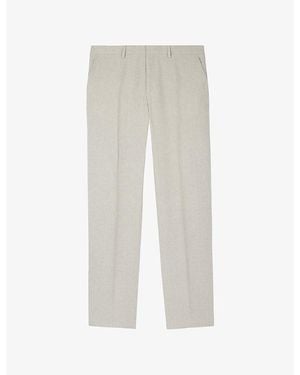 The Kooples Straight-Leg Mid-Rise Linen Trousers - White