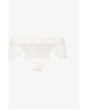 Simone Perele Wish Embroidered Mesh And Lace Shorts - White