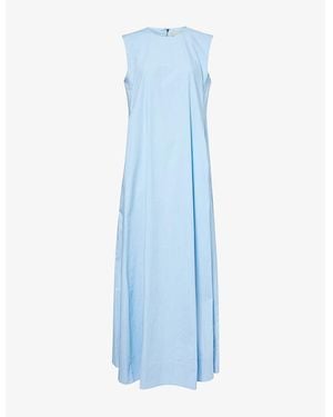 ROTATE BIRGER CHRISTENSEN Karla Sleeveless Stretch-Cotton Maxi Dress - Blue