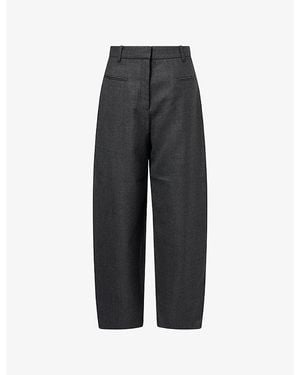Ganni Wide-Leg Wool-Blend Suiting Trousers - Black