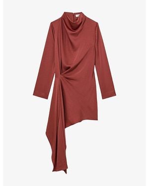 Reiss Bethany Draped Woven Mini Dress - Red