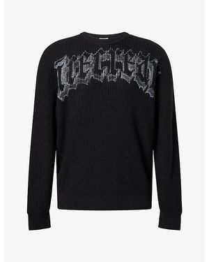 ICECREAM Gothic Logo-Print Waffle Knit Top - Black