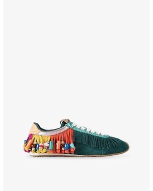 Kurt Geiger Islington Beaded Suede Trainers - Green