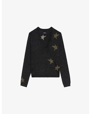 Zadig & Voltaire Rivyl Star-Pattern Wool-Blend Jumper - Black