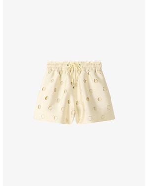 Sandro Embellished Tie-Waist Woven Shorts - Natural