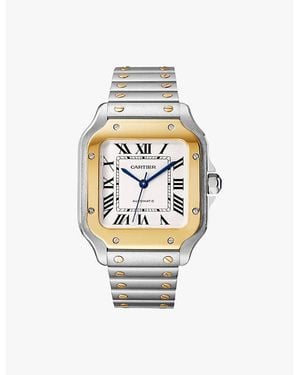 Cartier Crw2Sa0016 Santos De Medium Model Stainless-Steel, 18Ct- And Interchangeable Leather Strap Automatic Watch - White