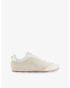 Carvela Kurt Geiger Tivoli Jewel-Embellished Suede Trainers - White