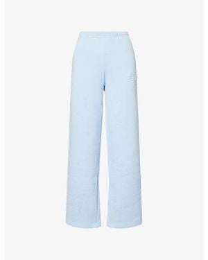 The Couture Club Raised Emblem Wide-Leg Cotton-Jersey Jogging Bottoms - Blue
