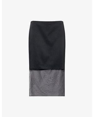KHAITE Sybil Paneled Crepe Midi Skirt - Black