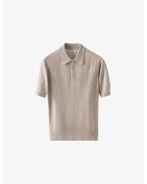 Eton Raglan-Sleeve Regular-Fit Linen And Cotton-Blend Knitted Polo Shirt - Grey