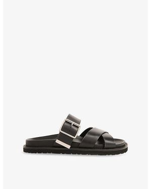 Whistles Celestine Buckle-Detail Leather Slider - Black