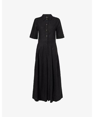 ME+EM Belted Wide-Leg Linen-Blend Jumpsuit - Black