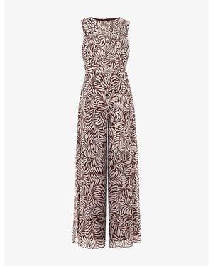 Phase Eight Janine Leaf-Print Woven Jumpsuit - Purple
