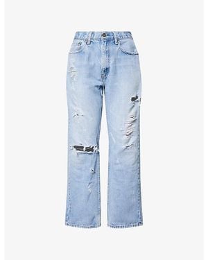 Casey Jean By Jean Vintage Distress/Bum Rip Straight-Leg Denim Jeans - Blue