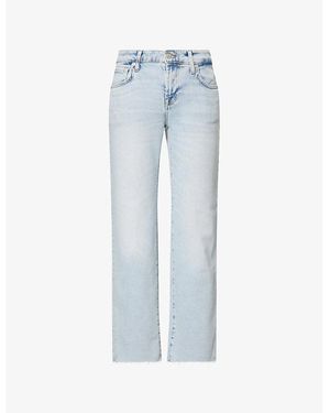 7 For All Mankind Calie Straight Ankle Cropped Denim Jeans - Blue