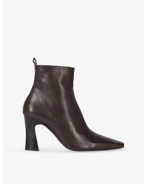 The Kooples Pointed-Toe Leather Heeled Ankle Boots - Brown