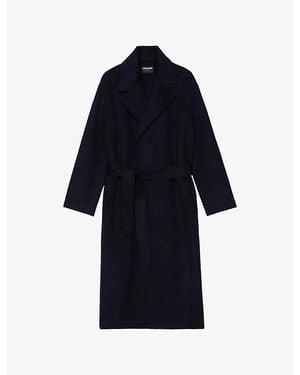 Zadig & Voltaire Meli Tie-Belt Wool-Blend Coat - Blue
