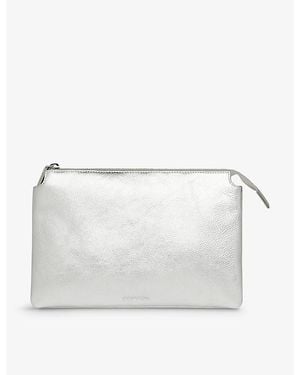 Whistles Elita Metallic Leather Clutch Bag - White