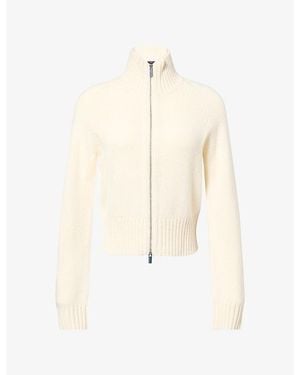 Theory Raglan Zip Wool And Cashmere Knit Cardigan - White