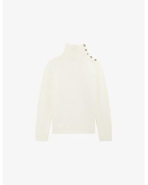 The Kooples Button-Neck Long-Sleeve Wool Jumper - White