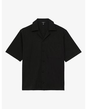 Reiss Russo Cuban-Collar Stretch-Woven Shirt - Black